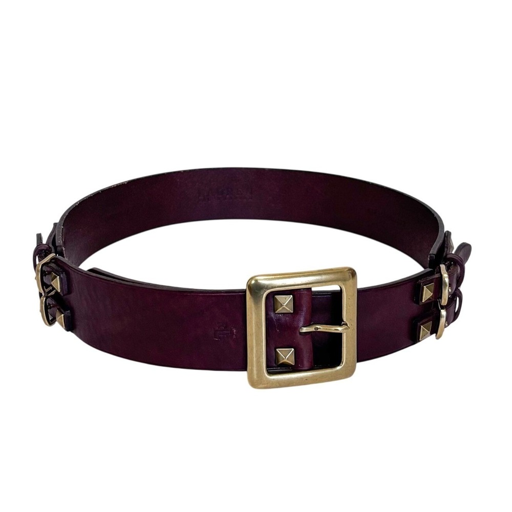 Ralph Lauren Equestrian Leather Brass‎ Belt Womens M Brown Double Buckle Bridle